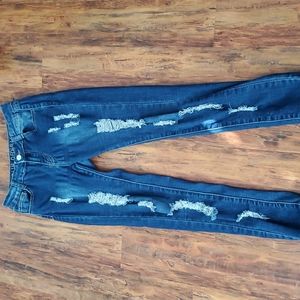 Mid rise ripped jeans